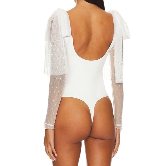 Free People bow Tongue Tied Bodysuit Ivory,Size S - Picture 3 of 3